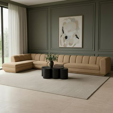 Modari Fabric Upholstered 4-Piece Modular Sectional In Brown