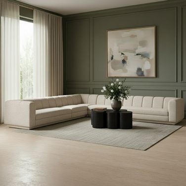 Modari Fabric Upholstered 5-Piece Modular Sectional In Beige