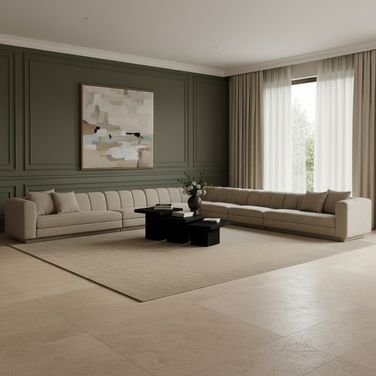 Modari Fabric Upholstered 7-Piece Modular Sectional In Beige
