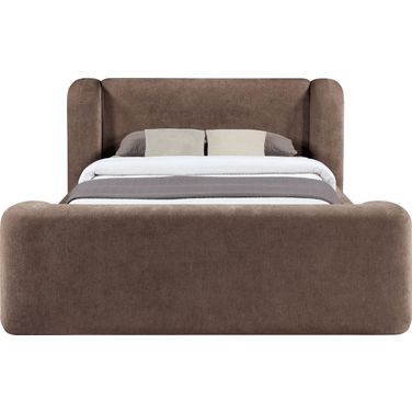 Modena Chenille Fabric Upholstered Full Bed In Brown