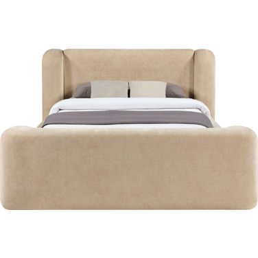 Modena Chenille Fabric Upholstered King Bed In Beige