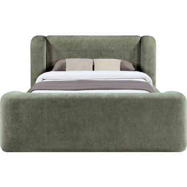 Modena Chenille Fabric Upholstered King Bed In Green