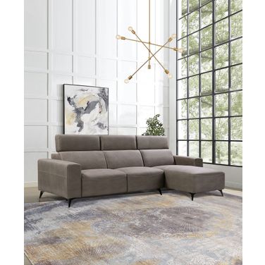 Modern Bari Sectional Sofa with Push Back Functional, Left Facing Chaise In Grey