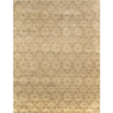 Modern Collection Hand-Knotted Lamb's Wool Area Rug- 7' 11" x 10' 1" In Ivory and Green