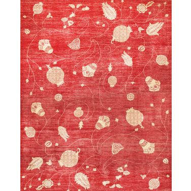 Modern Collection Hand-Knotted Lamb's Wool Area Rug-9'1"x11'5" In Rust