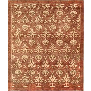 Modern Collection Hand-Knotted Lamb's Wool Runner 8' 1" x 9' 7" In Brown