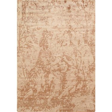 Modern Collection Hand-Knotted Pure Silk Area Rug- 5' 8" x 7'10" In Camel