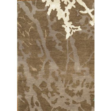 Modern Collection Hand-Knotted Silk and Wool Area Rug- 2' x 3' In Brown