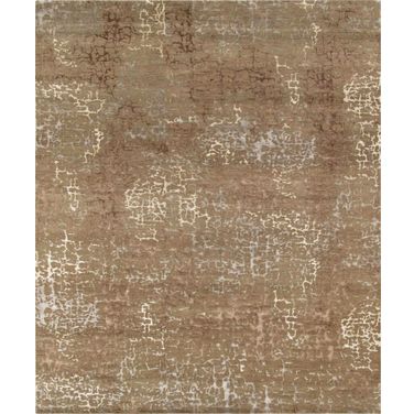 Modern Collection Hand-Knotted Silk and Wool Area Rug- 2' x 3' In Brown