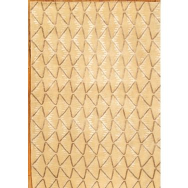 Modern Collection Hand-Knotted Silk and Wool Area Rug- 3'11" x 5' 9" In Beige