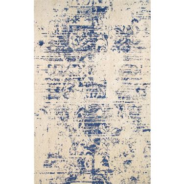 Modern Collection Hand-Tufted Microfiber Area Rug- 5' x 8' In Beige and Blue
