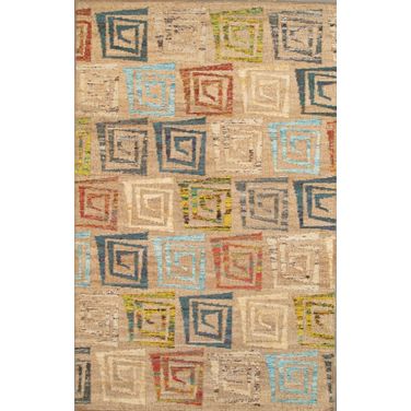 Modern Collection Hand-Woven Hemp Area Rug In Camel and Multi