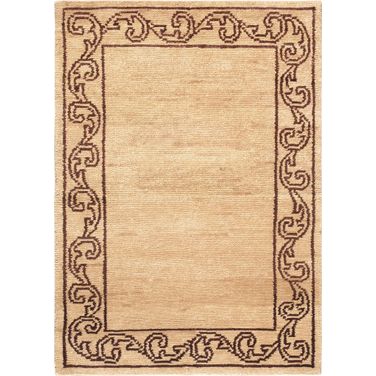 Modern Colletion Hand-Knotted Lamb's Wool Area Rug- 4' x 5'10" In Beige