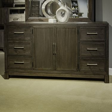 Modern Edge 2 Door 6 Drawer Dresser In Brown