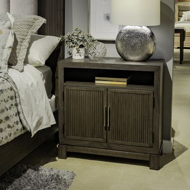 Modern Edge Bedside Chest with Charging Station In Brown