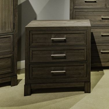 Modern Edge Nightstand with Charging Station In Brown