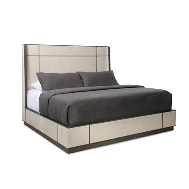 Modern Expressions Ash Taupe Repetition Queen Platform Bed