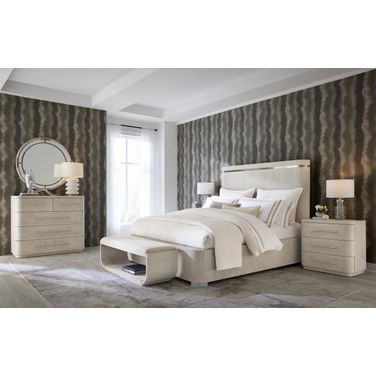 Modern Mood Panel Bedroom Set with 2 Drawers Nightstand In Light Wood