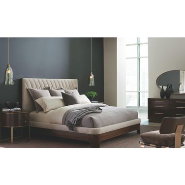 Modern Streamline Diamond Quilited Upholstered Panel Bedroom Set