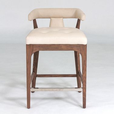 Moderno Marble Leather Counter Stool In Ivory