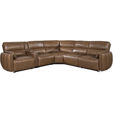 Modesto 6 Piece Modular Power Reclining Sectional with Power Adjustable Headrests In Sable
