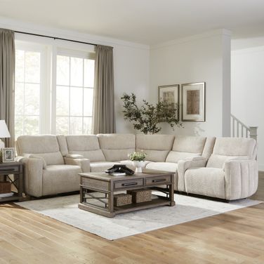 Modesto 7 Piece Modular Power Reclining Sectional with Power Adjustable Headrests In Buttercream