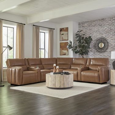Modesto 7 Piece Modular Power Reclining Sectional with Power Adjustable Headrests In Sable