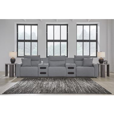 Modmax 5-Piece Power Reclining Sectional with Audio Console In Salt and Pepper