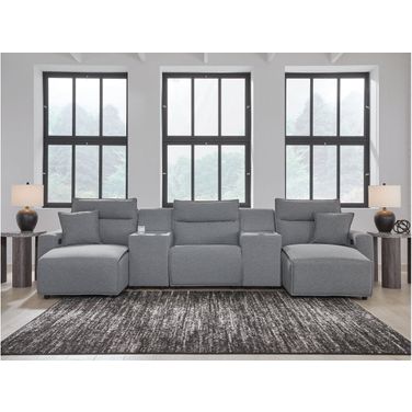 Modmax 5-Piece Power Reclining Sectional with Chaise and Console In Salt & Pepper
