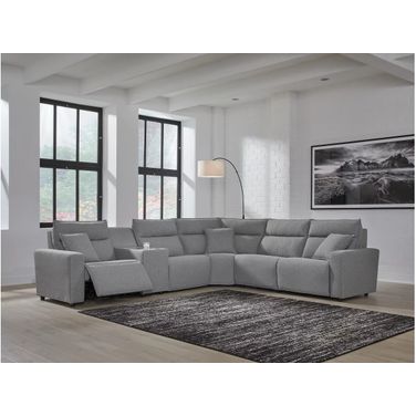 Modmax 6-Piece Reclining Sectional with Console In Salt and Pepper