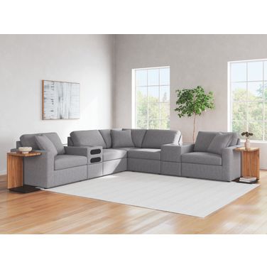 Modmax 7-Piece Balanced Sectional with Audio and Storage Consoles In Granite