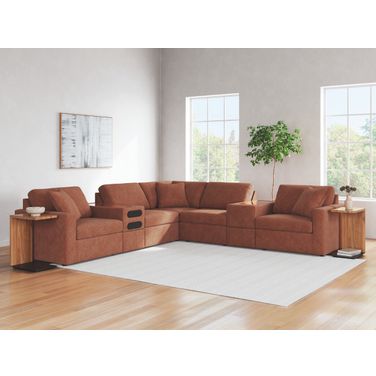 Modmax 7-Piece Balanced Sectional with Audio and Storage Consoles In Spice