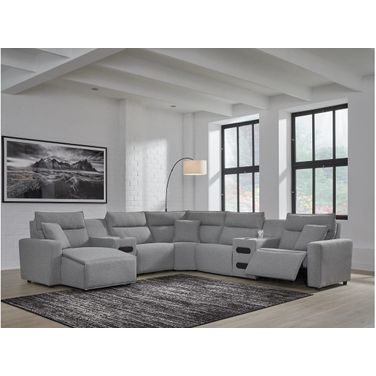 Modmax 7-Piece Power Reclining Sectional with LAF Chaise In Salt and Pepper
