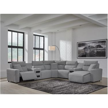 Modmax 7-Piece Power Reclining Sectional with RAF Chaise In Salt and Pepper