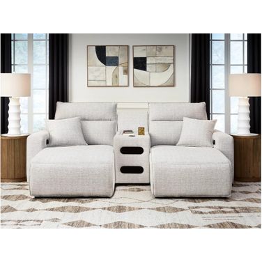 ModMax II 3-Piece Power Reclining Sectional with Chaise and Audio Console In Stone