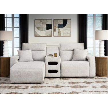 ModMax II 3-Piece Power Reclining Sectional with LAF Chaise and Audio Console In Stone