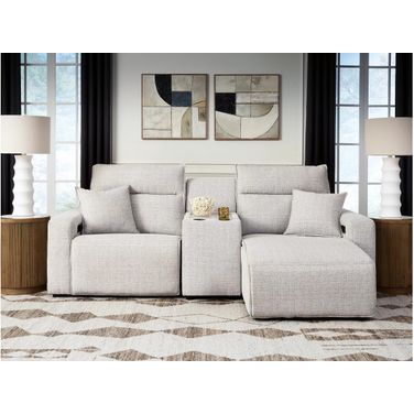 ModMax II 3-Piece Power Reclining Sectional with RAF Chaise and Console In Stone