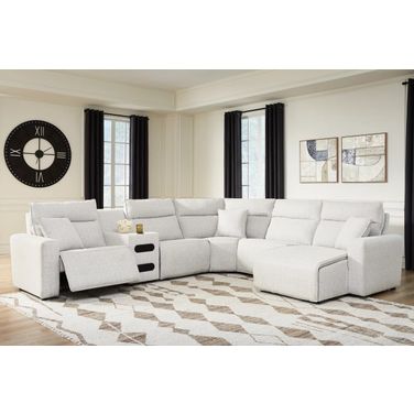 ModMax II 6-Piece Reclining Sectional with RAF Chaise and Audio Console In Stone