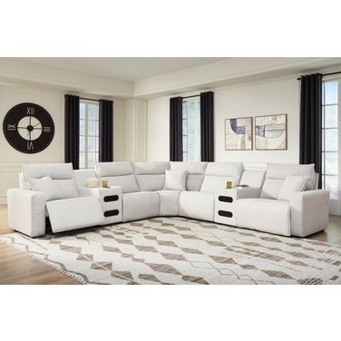 ModMax II 7-Piece Power Reclining Sectional with Chaise and Audio Consoles In Stone