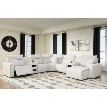 ModMax II 7-Piece Power Reclining Sectional with RAF Chaise and Audio Consoles In Stone