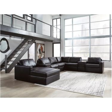 ModMax II 8-Piece LAF Sectional with Chaise and Audio Consoles In Black