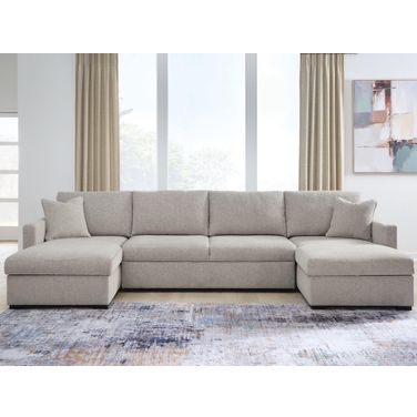 Modmax Luxe 3-Piece Double Storage Chaise Sectional with Pop Up Sleeper In Flint