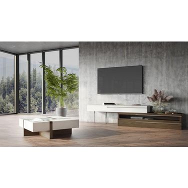 Modrest Makai Modern White And Walnut Square Coffee Table