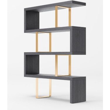 Modrest Maze Elm Grey And Gold Bookcase