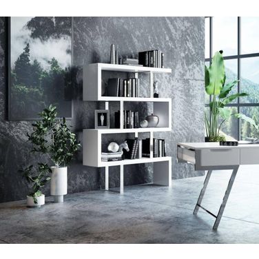 Modrest Maze Modern White High Gloss Bookcase