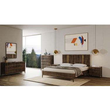 Modrest Oakley Mid-Century Eastern King Size Dark Brown Bed