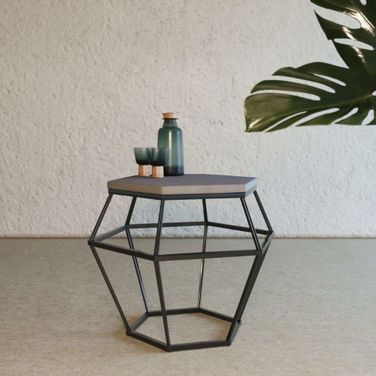 Modrest Tartan Modern Concrete And Metal End Table