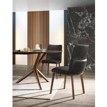 Modrest Utah Modern Walnut And Brown Eco-Leather Dining ChairSet Of 2