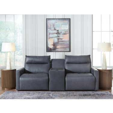 Modz 3-Piece Power Reclining Sectional Loveseat with Audio Console In Blue