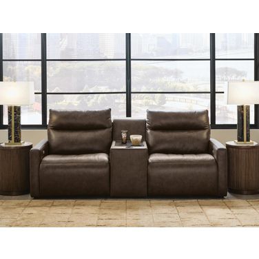 Modz 3-Piece Power Reclining Sectional Loveseat with Audio Console In Chocolate